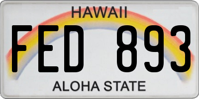HI license plate FED893
