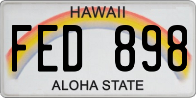 HI license plate FED898