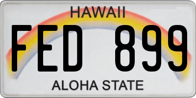 HI license plate FED899