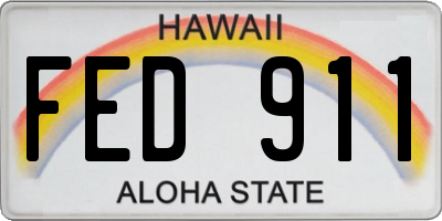 HI license plate FED911