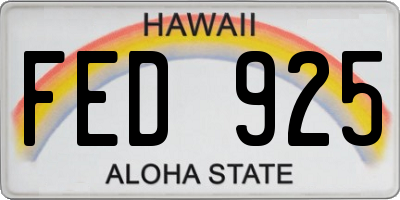 HI license plate FED925