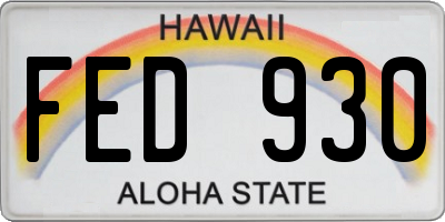 HI license plate FED930