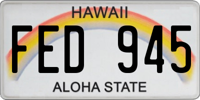 HI license plate FED945