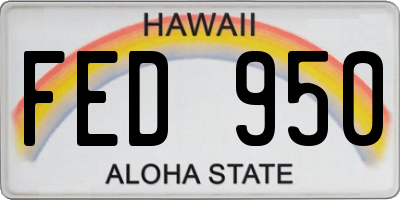 HI license plate FED950