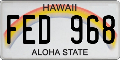 HI license plate FED968