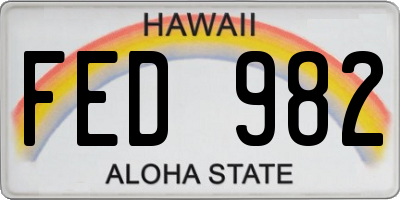 HI license plate FED982