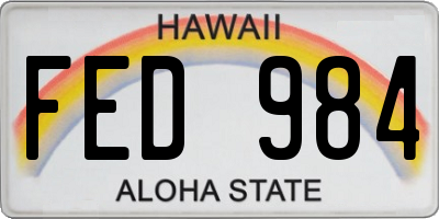 HI license plate FED984