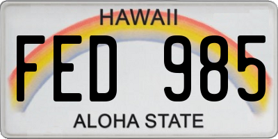 HI license plate FED985
