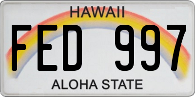 HI license plate FED997
