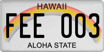 HI license plate FEE003