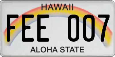 HI license plate FEE007