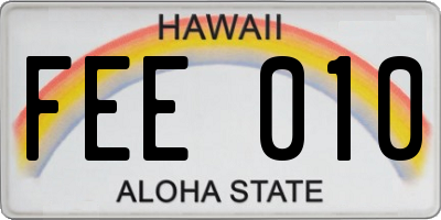 HI license plate FEE010