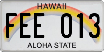 HI license plate FEE013