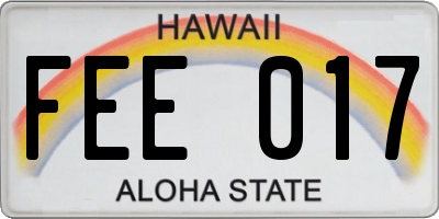 HI license plate FEE017