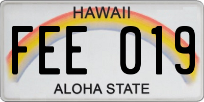 HI license plate FEE019