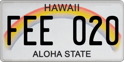 HI license plate FEE020