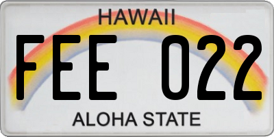 HI license plate FEE022