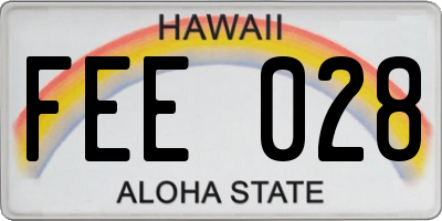 HI license plate FEE028