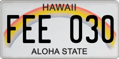 HI license plate FEE030