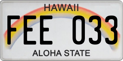HI license plate FEE033