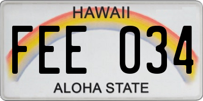 HI license plate FEE034