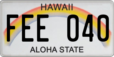 HI license plate FEE040