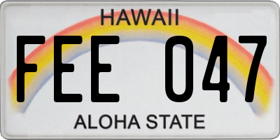 HI license plate FEE047