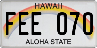 HI license plate FEE070