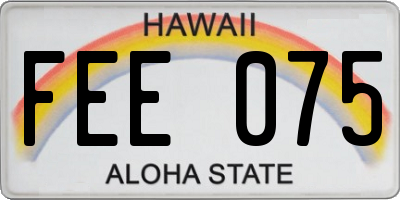 HI license plate FEE075