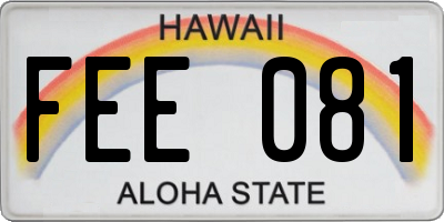 HI license plate FEE081