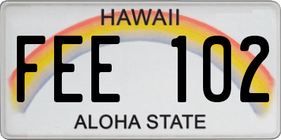 HI license plate FEE102