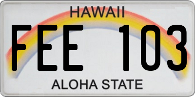 HI license plate FEE103