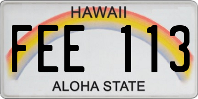 HI license plate FEE113