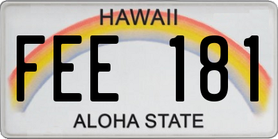 HI license plate FEE181