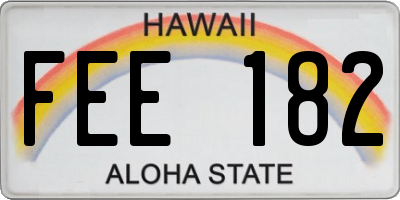 HI license plate FEE182