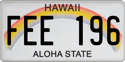 HI license plate FEE196
