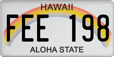 HI license plate FEE198
