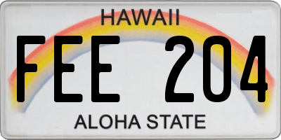HI license plate FEE204