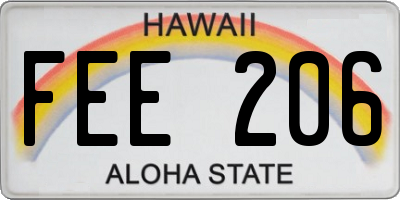 HI license plate FEE206