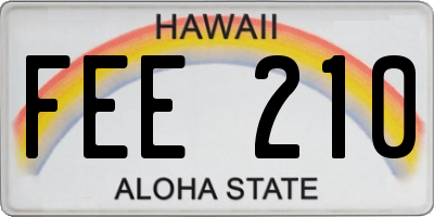 HI license plate FEE210