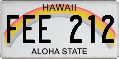 HI license plate FEE212