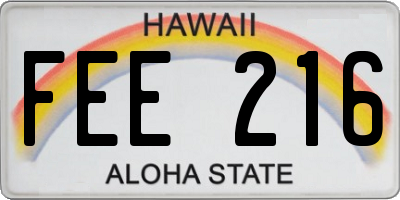 HI license plate FEE216