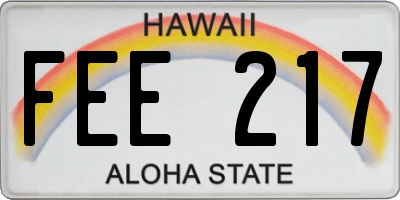 HI license plate FEE217
