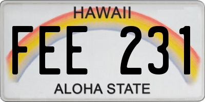 HI license plate FEE231
