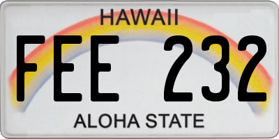 HI license plate FEE232