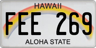 HI license plate FEE269