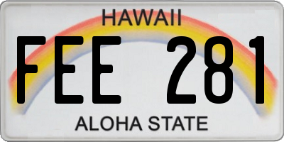 HI license plate FEE281
