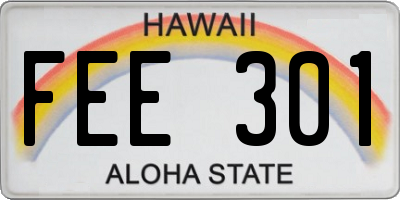 HI license plate FEE301