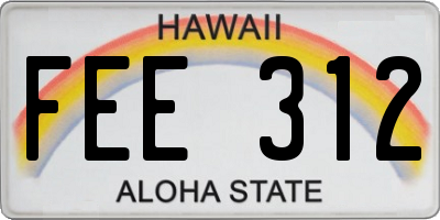 HI license plate FEE312