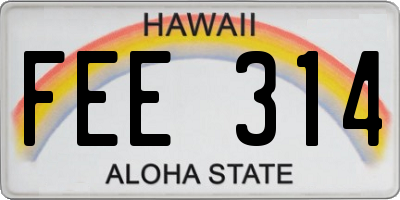HI license plate FEE314
